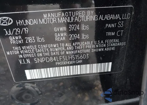 2020 Hyundai Elantra Limited from USA, damaged, VIN 5NPD84LF5LH515603